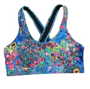BLACKMILK Klimt Collage Pink Cross Back Crop Top Sports Bra Limited NWOT